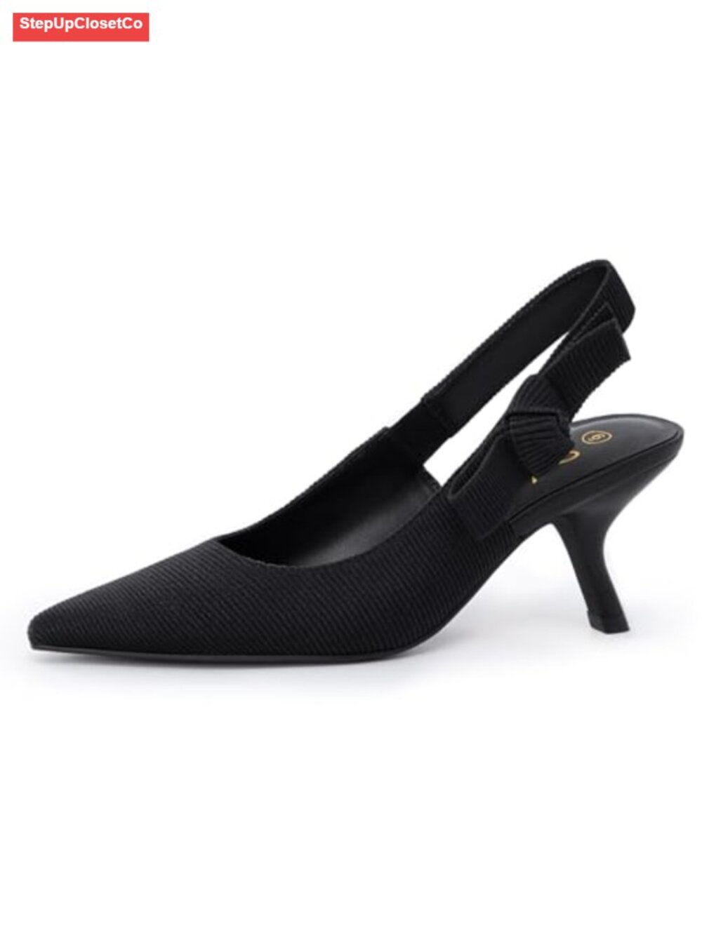 Slingback Kitten Heels Closed Pointed Toe Bowknot Pumps for Work Wedding